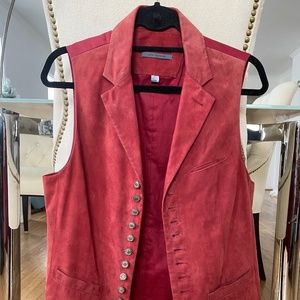 John Varvatos Red Suede Vest Size 44